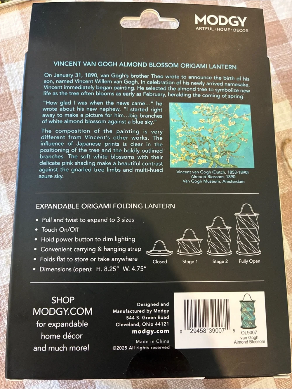 Vincent Van Gogh Almond Blossom Origami Lantern - Blue